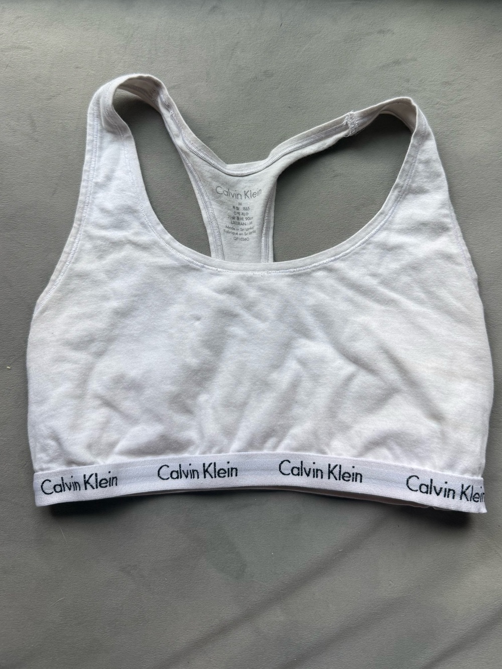 Calvin Klein white Logo Racerback Bralette